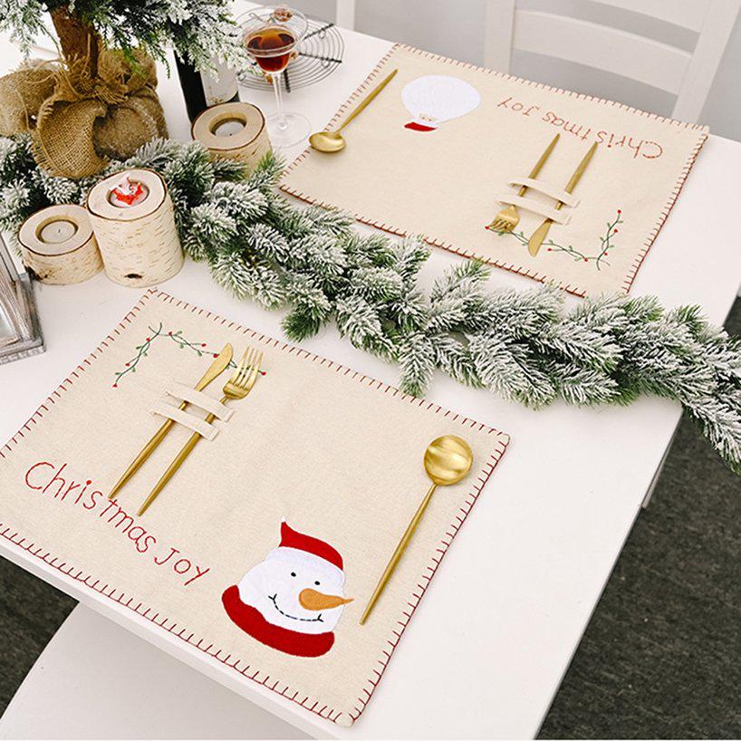 Cartoon Table Mat Tableware Pad For Xmas Rectangle Holiday Kitchen Christmas Decoration