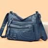 Women'S Large Capacity Shoulder Crossbody Bag, Multi Layer Zipper Pocket Synthetic Handbag Purse with Golden-Tone Hardware