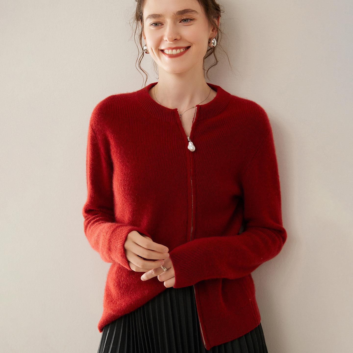 

Autumn/Winter Cashmere Knit Zipper Cardigan - Versatile, Slimming, Loose Fit, Long Sleeve Women s Fashion. L