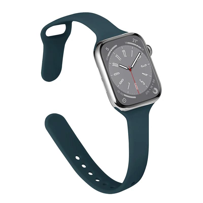 Slim Strap for Apple Watch Band 44mm 40mm 38mm 42mm Ultra 49mm Silicone Bracelet Correa iWatch Series 6 Se 5 4 3 7 8 45mm 41mm