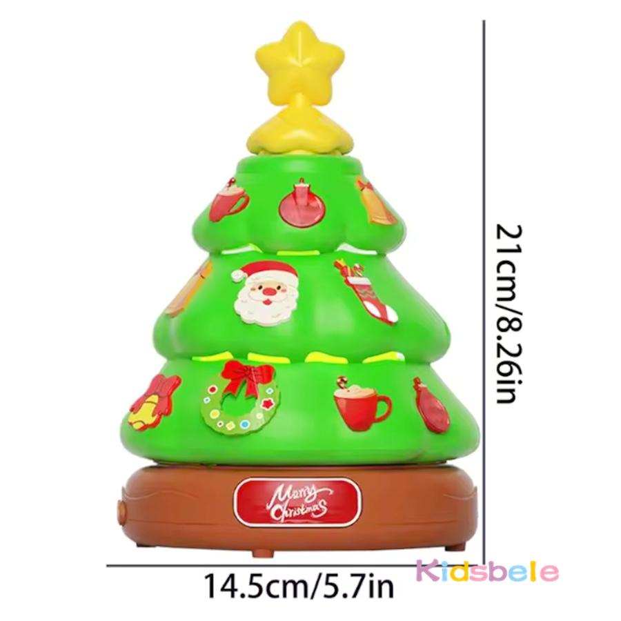 Christmas Automatic Rotating Bubble Machine with Light DIY Ddecorative Sticker Christmas Tree Music Box Holiday Decor for Kids