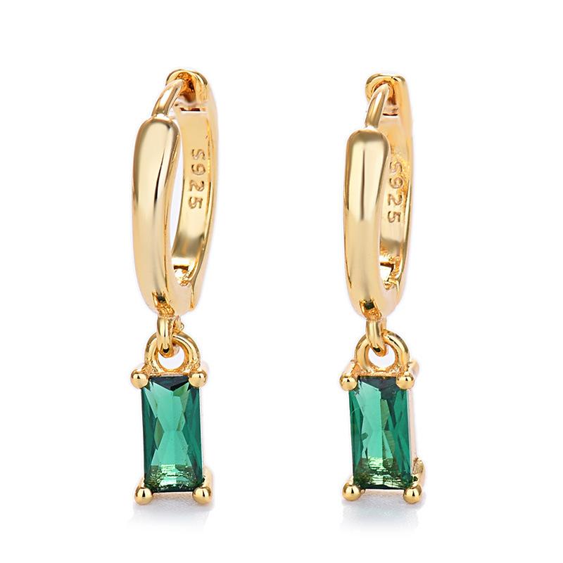 Rectangle Color Zircon Earrings, Simple, Fashionable And Exquisite Earrings.