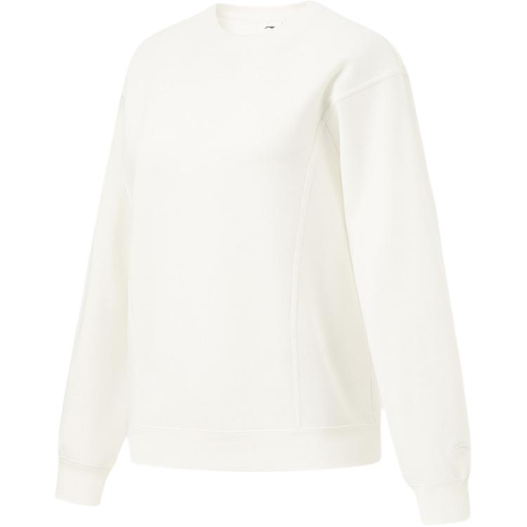 

Li-Ning Comfortable Fleece Loose Pullover Long Sleeve Sweatshirt Women tops Off-White AWDTA48-1 2XL