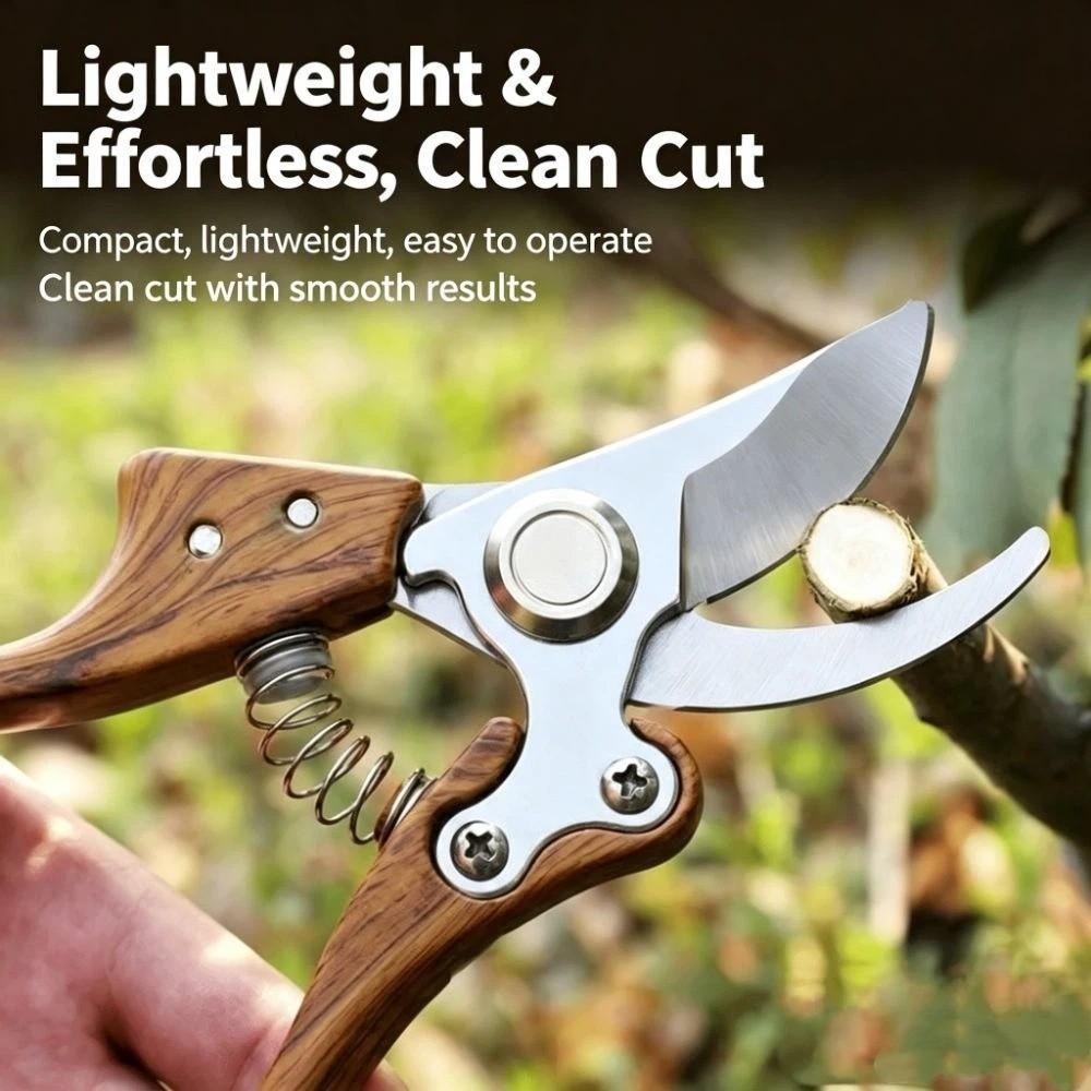 Wood Grain Garden Pruner Ergonomic Hand Pruner Gardening Tools Pruning Shears Thick Branches