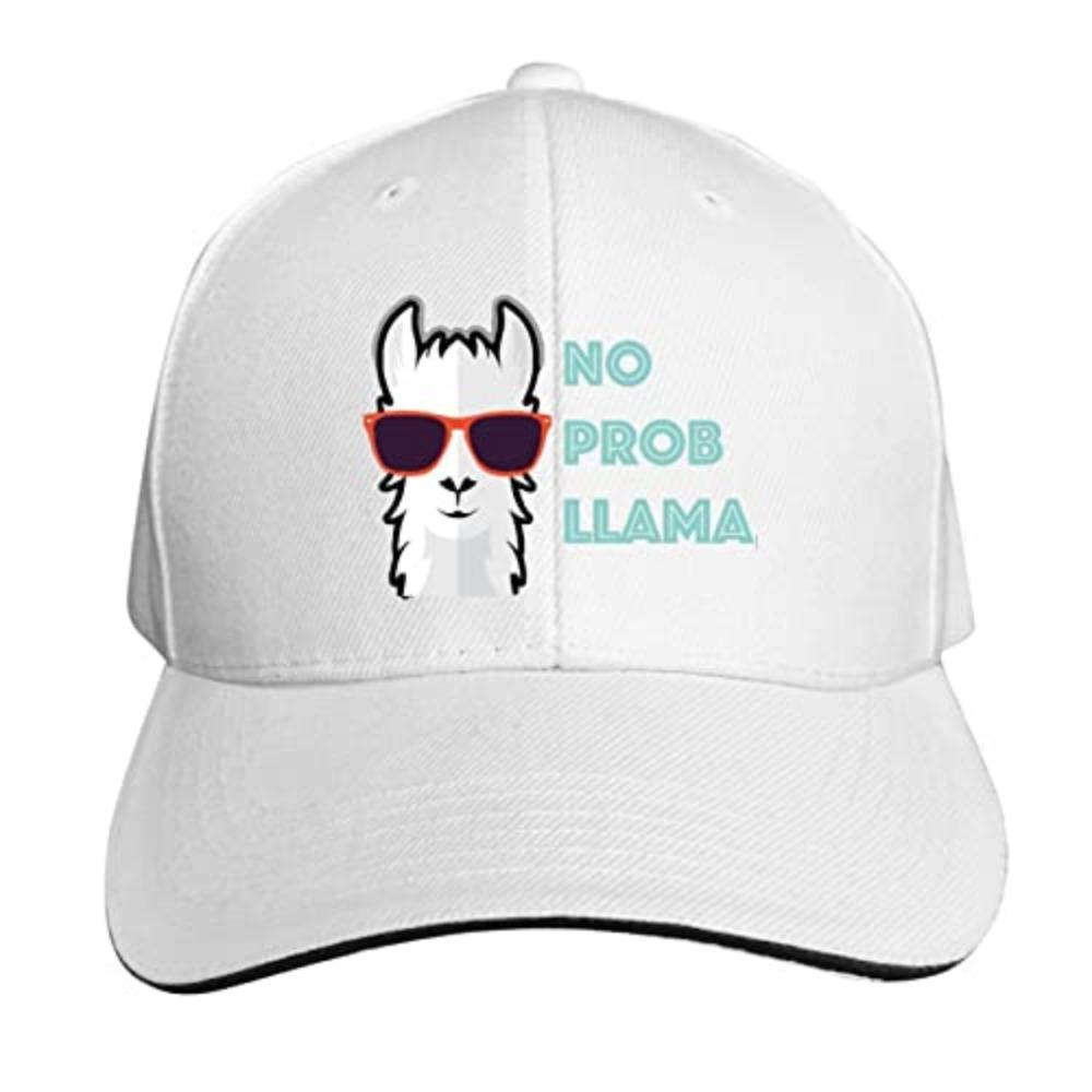 No Prob Llama Alpaca Curved Brim Printed Baseball Cap Sun Hat Travel Cap Sandwich Cap Adjustable Trucker Hat