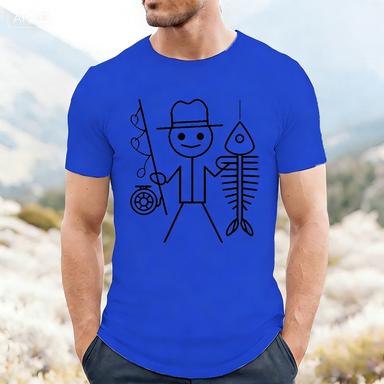 Summer Streetwear Adult Mens New Fun Fishing Print 100 Cotton Comfortable Shortsleeved Tshirt For Both Men And Women