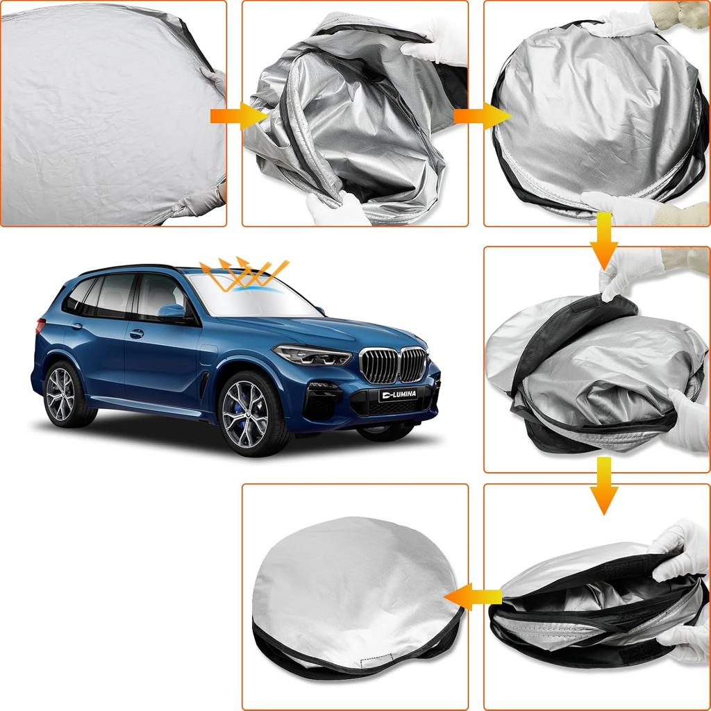 D-Lumina Windshield Sun Shade For -2025 BMW X5, Foldable Window Sunshade Block UV Rays Front Sun Visor Protector Interior Accessories