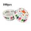 100 Stück Weihnachtsmuffin-Papierförmchen Muffin-Cupcake-Förmchen Weihnachtsmann Weihnachtsbaum-Muster Frohe Kuchenform Backparty-Dekorationen