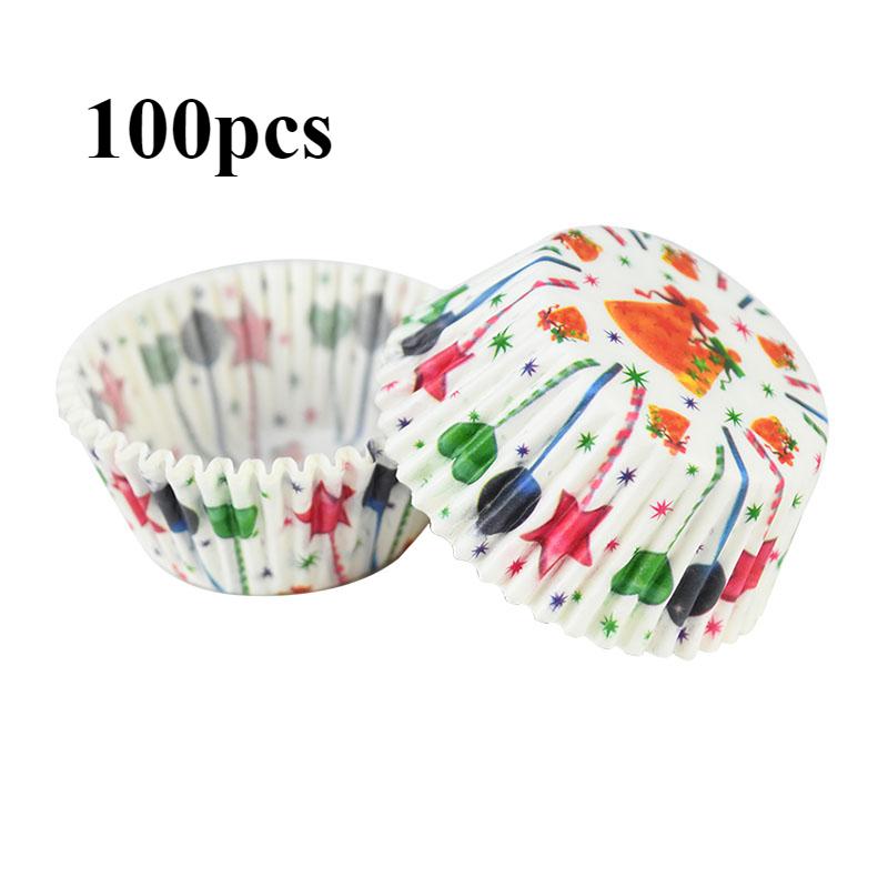 100 Stück Weihnachtsmuffin-Papierförmchen Muffin-Cupcake-Förmchen Weihnachtsmann Weihnachtsbaum-Muster Frohe Kuchenform Backparty-Dekorationen