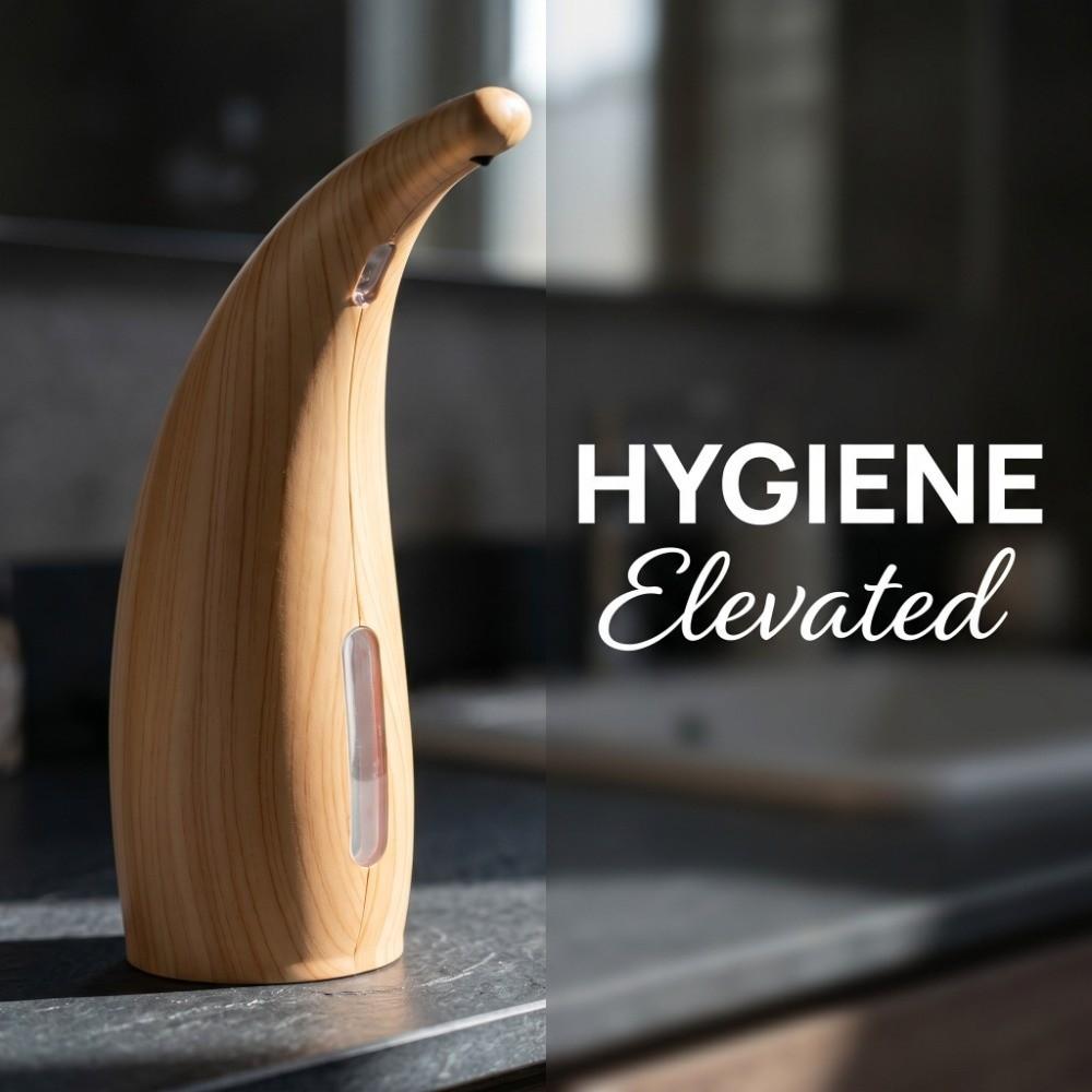 ABS Automatic Soap Dispenser 300ml Capacity Waterproof Sensor Soap Dispenser Light Wood Grain Convenient Liquid Soap Dispenser