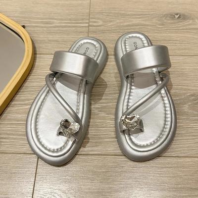 Fashion Summer Flat Toe Women's Slippers 2024 Fashion Love Decoration Dress with Suspender Women's Sexy Sandals Designer Sandals