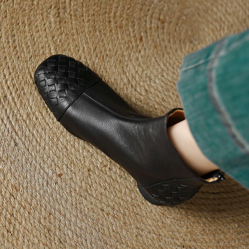 Fashion 2025 NEW Autumn Ankle Boots Genuine Leather Women Shoes Round Toe Zipper Modern Boots Low Heel Chelsea Boots Ladies Shoes