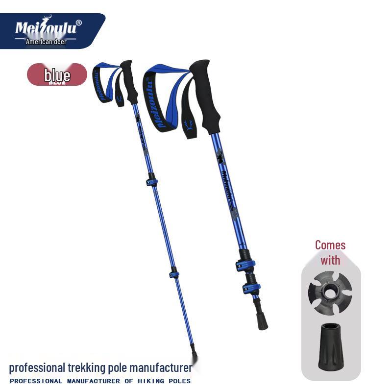 3-Section Telescopic Aluminum Trekking Poles: Multifunctional Hiking and Climbing Cane.