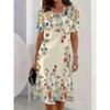 Summer Fashionable Casual Round Neck T-shirt Short Sleeved Mid Length Mini Dress Soft Comfortable Retro Versatile Party Loose 3D Printed Women's Dress