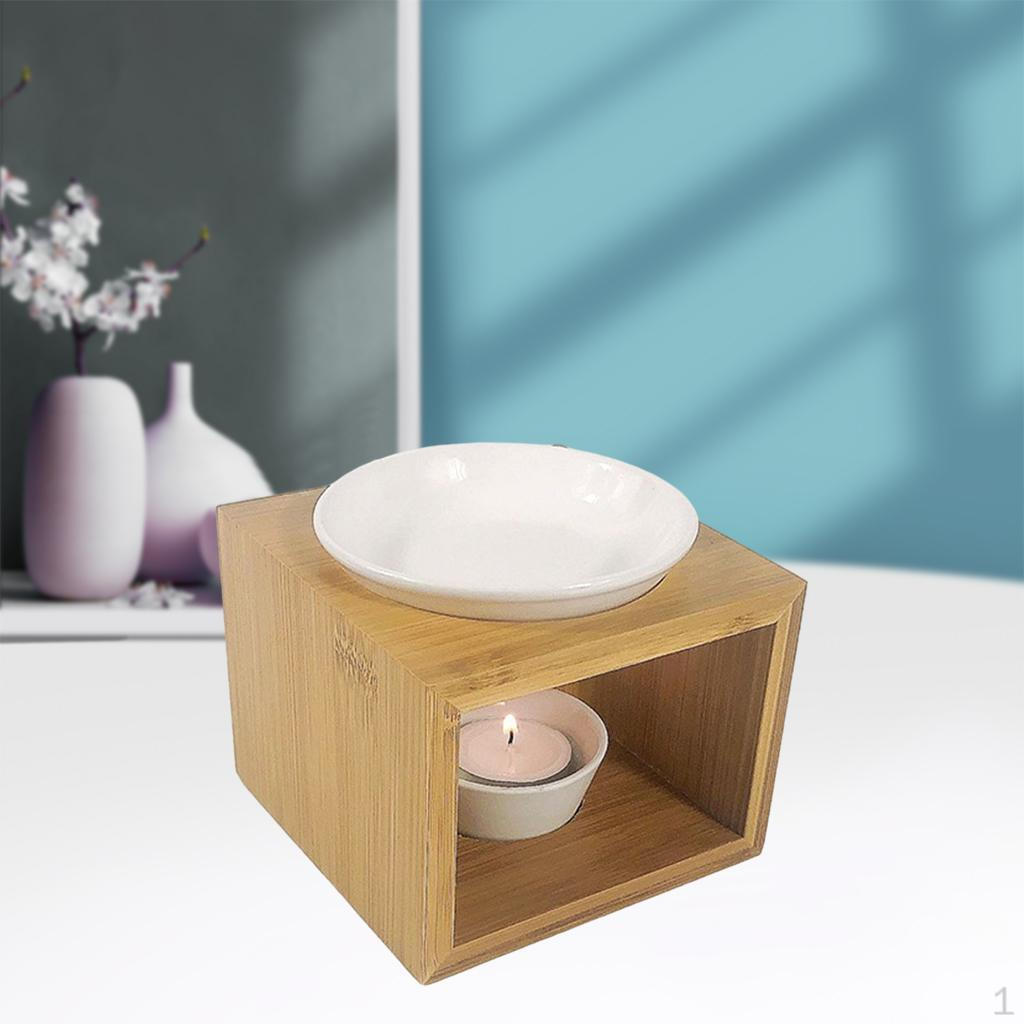 Bamboo Ceramic Tealight Candle Holder Oil Burner Essential Diffuser Furnace Home Meditation Decor