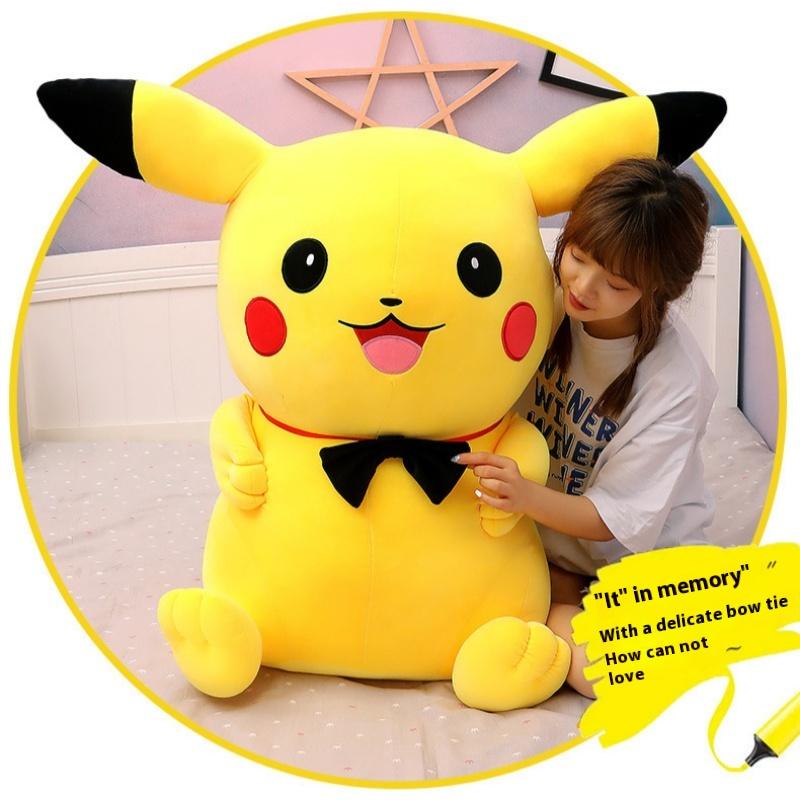 Creative New Large Bow Tie Pikachu Doll Plush Toy Sleeping Pillow Pokemon Girl Doll