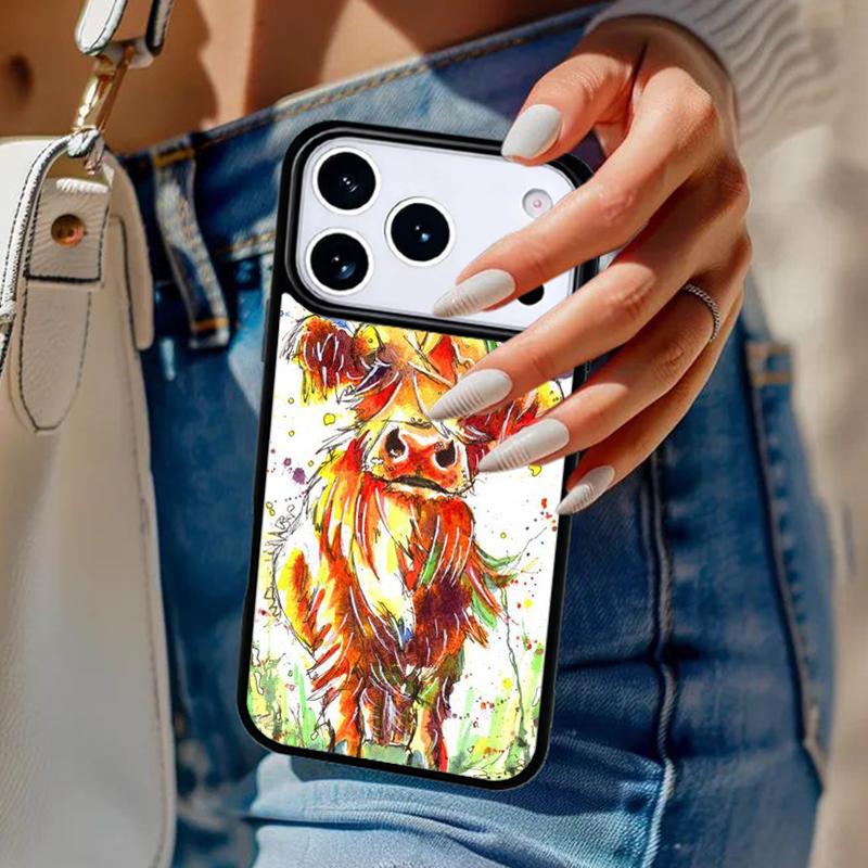 

Animal cattle cow watercolor painting Phone Case For iPhone 17 Air 14 15 13 12 Max Cover For Apple 16 16e 11 Pro Max Plus Coque iPhone 14plus