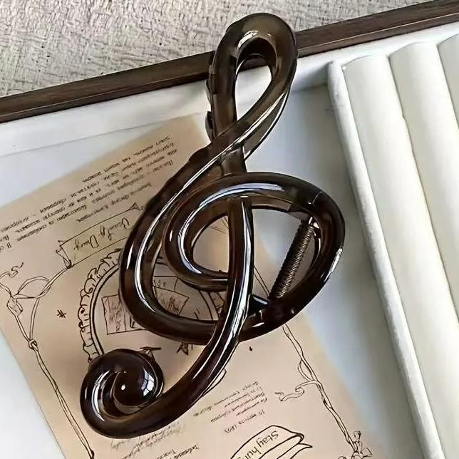 

Retro Musical Note Large Hair Claw Clips Simple Fashion Coffee Color Korean Hairpin Headwear Accessories for Women Girls