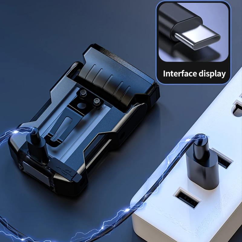 Mini EDC Flashlight Type-C Rechargeable Torch with Magnet Hat Clip 90 ° Adjustable Flash Light Outdoor Emergency Warning Lantern