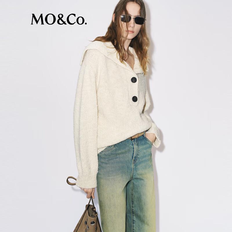 MO&Co. Lambswool Dropped Shoulder Knit Sweater