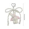 Elegant Beaded Bowknot Keychain Phone Charm Unique Keyring Plush Animal Bag Pendant Accessory for Purse Backpack