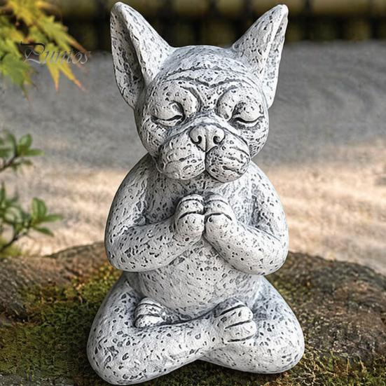 Ornamento per cortile resistente alle intemperie, Statuetta animale da meditazione, Statua Zen in resina, Decorazione da giardino seduta per alleviare lo stress, Scultura per gatto/cane/rana