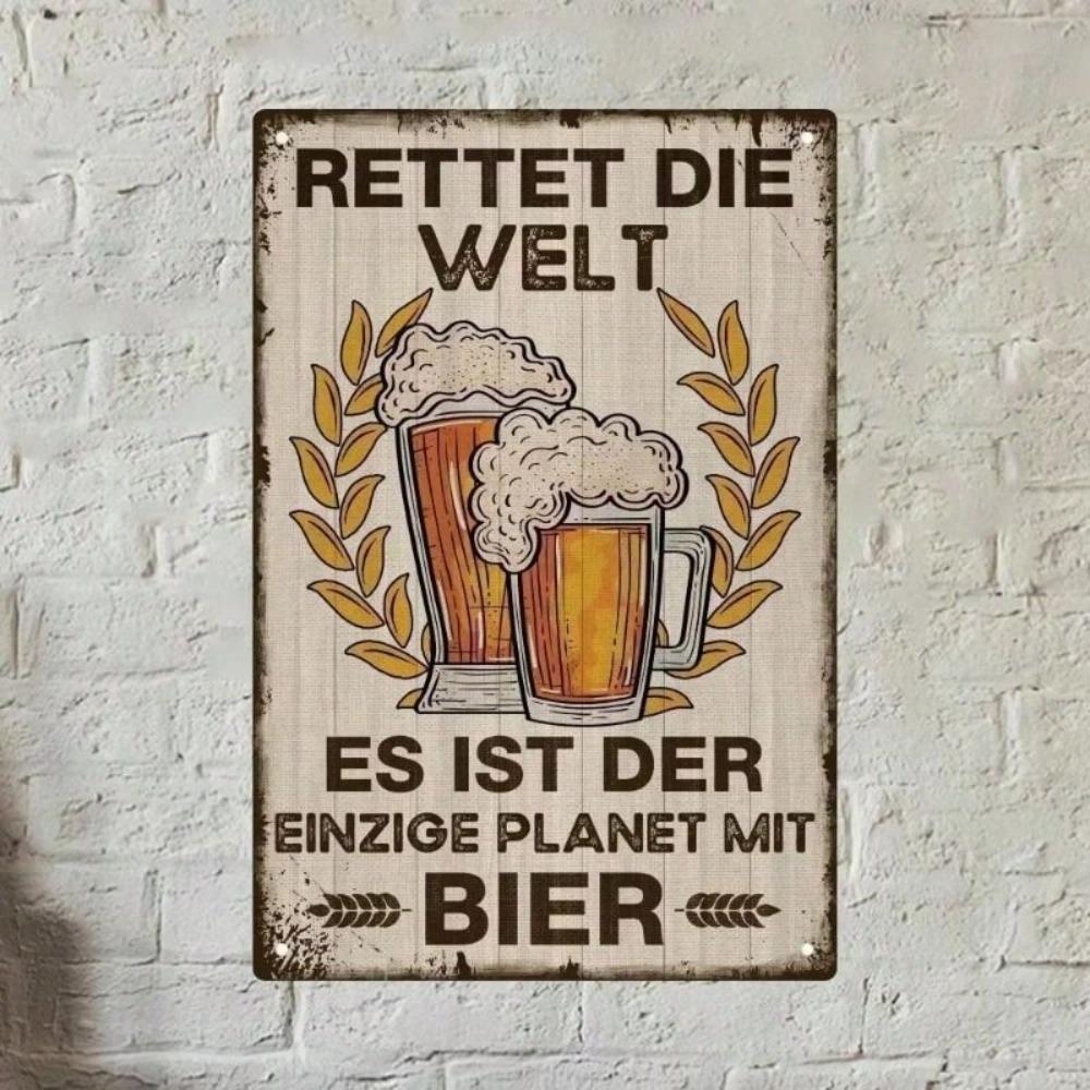 Metal Wall Poster Retter Die Welt German Beer Vintage Bar Decor