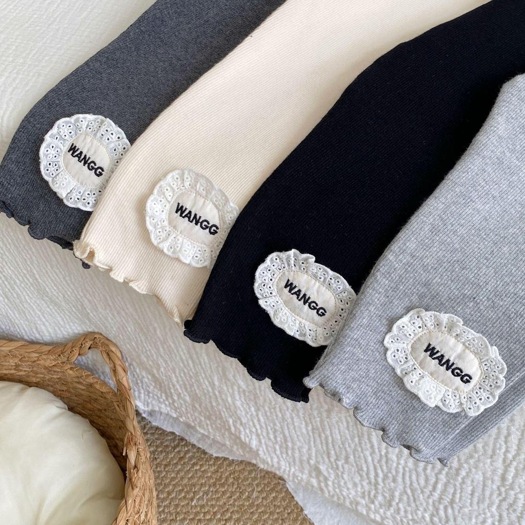 2025 New Autumn Style Toddler Girls' Solid Color Foot-Patched Leggings: Fashionable and Versatile Outerwear Pants