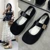 Fashion 2025 NEW Retro Square Head Flat Bottom Slip-On Shoes Women's Spring Summer New Casual Velvet Surface Single Shoes