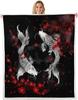 GUOYU Blanket Japanese Style Fleece Blanket Mount Fuji Warm Plush Sherpa Blanket Ocean Great Waves Art Fuzzy Plush Throw Black Golden Glitter