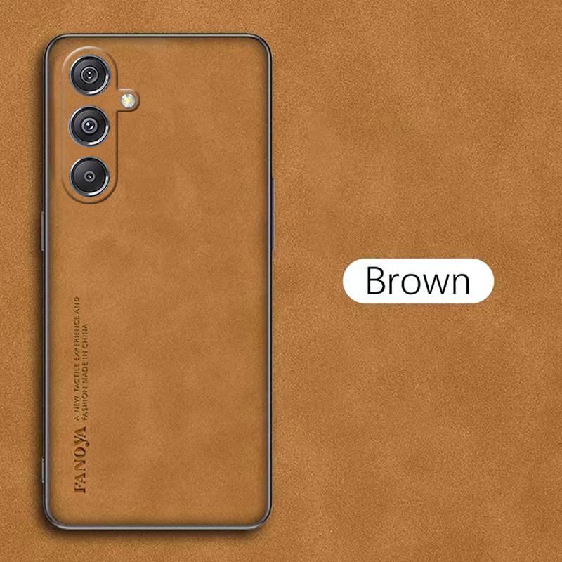 

Роскошный классический кожаный чехол с текстурой для Samsung Galaxy M35 5G Fusion Ultra, легкий полный защитный чехол Samsung M35 5G коричневый