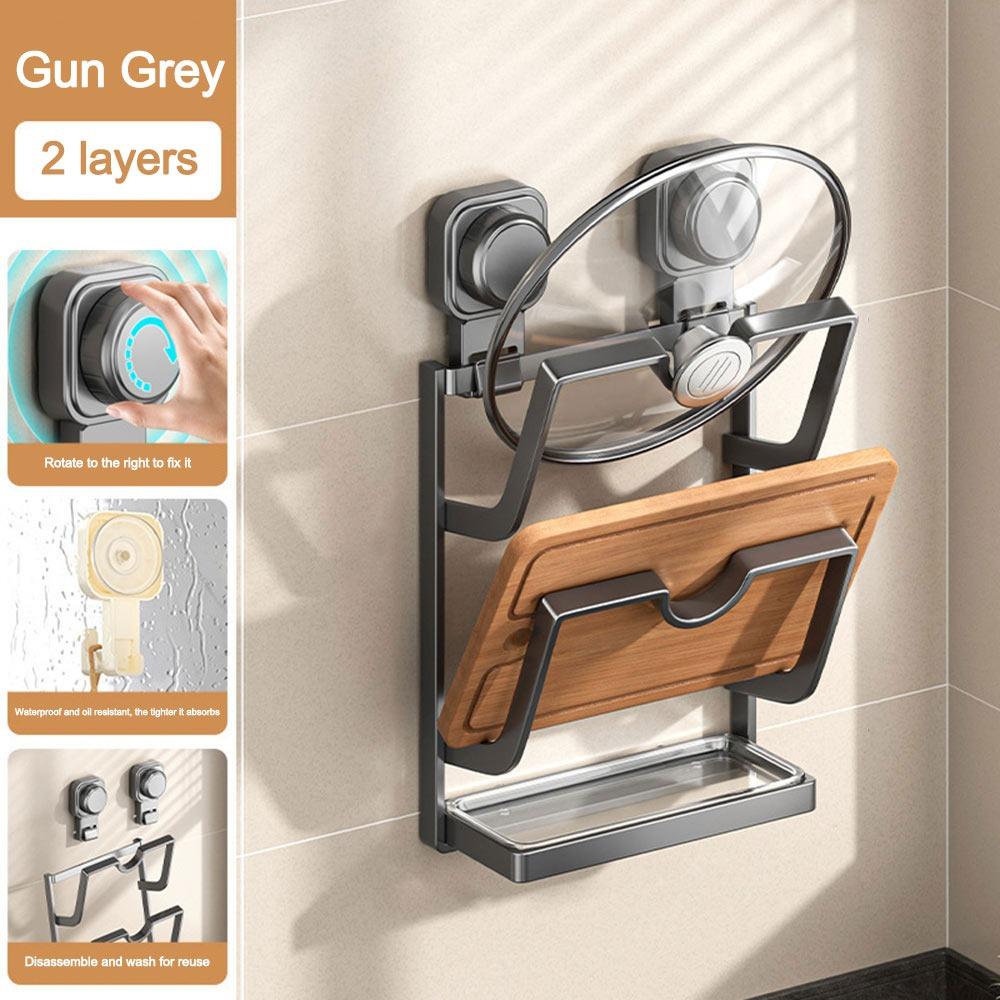 Multi-Layer Pot Lid Storage Rack Punch-Free Pot Cover Rack Pan Cover Storage Holder  for Kitchen