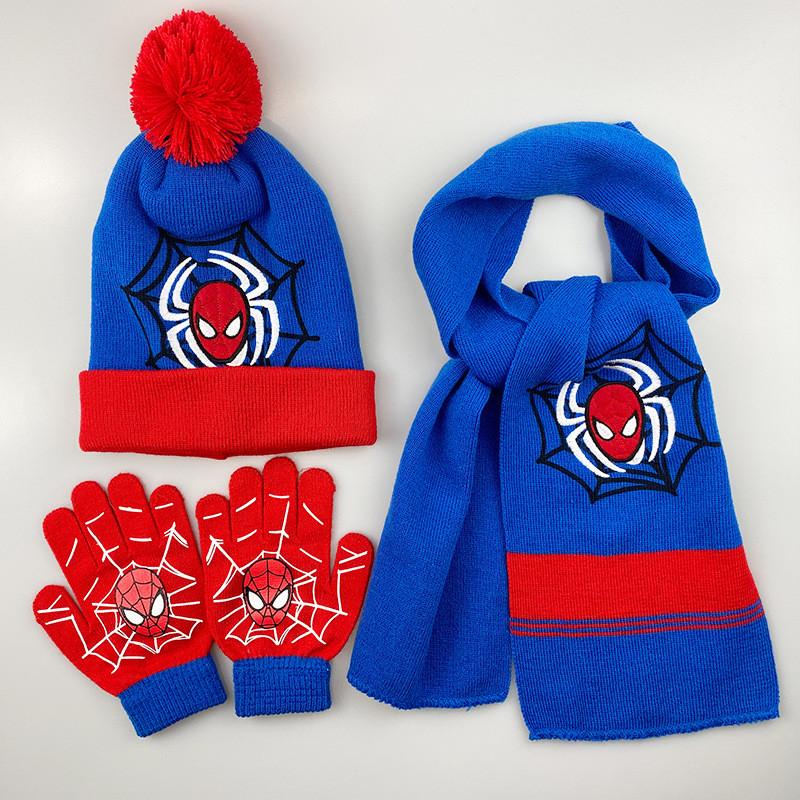 Cozy And Colorful Spider Man Knit Hat Scarf And Gloves Set For Boys Autumn Winter Outdoor Fun