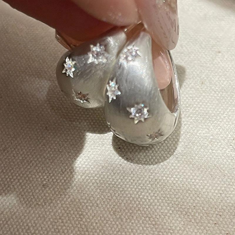 Wire-cut Star Zircon Earrings - Vintage-style Earclips Accessory