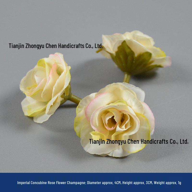 Champagne Silk Imitation Flowers for Hairpins, Hanfu Headdresses, Souvenirs, and Performance Accessories.