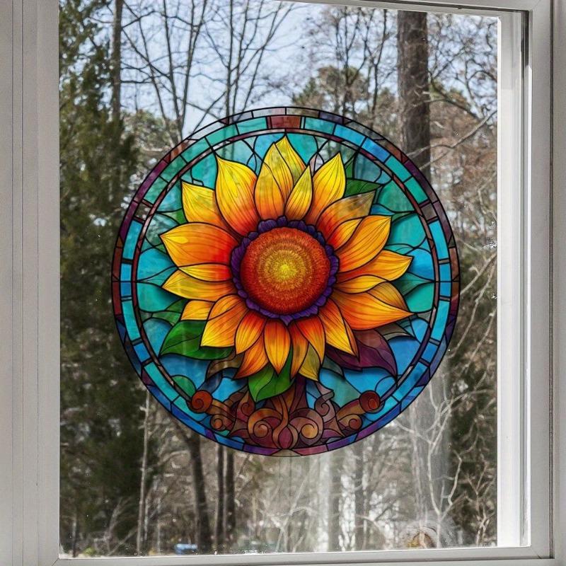 Adesivo di Avvertimento Anti-collisione Girasole Colore 3D Elettrostatico Vetro Finestra Adesivo Artistico Decorativo