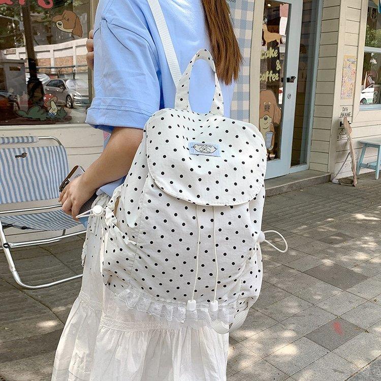 Schoolbag 1011 New Niche Trendy Polka Dot Lightweight Backpack Backpack Versatile Casual Backpack for Commuters and Students