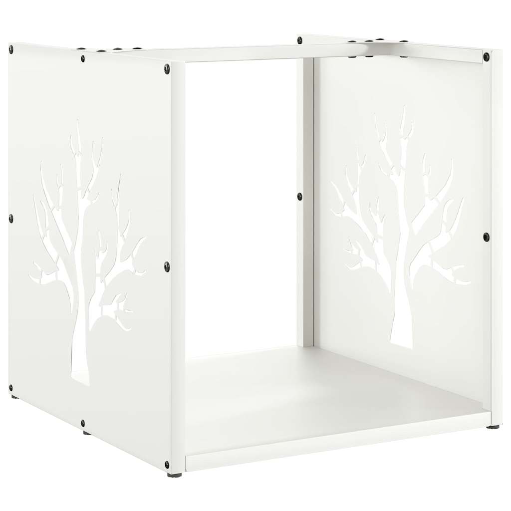 Firewood Rack White 40 x 40 x 40 cm Cold Rolled Steel