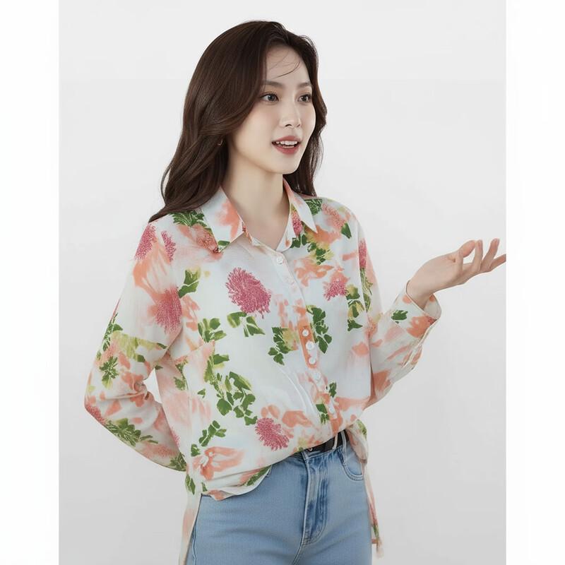 Women s Floral Print Loose Short Sleeve Blouse