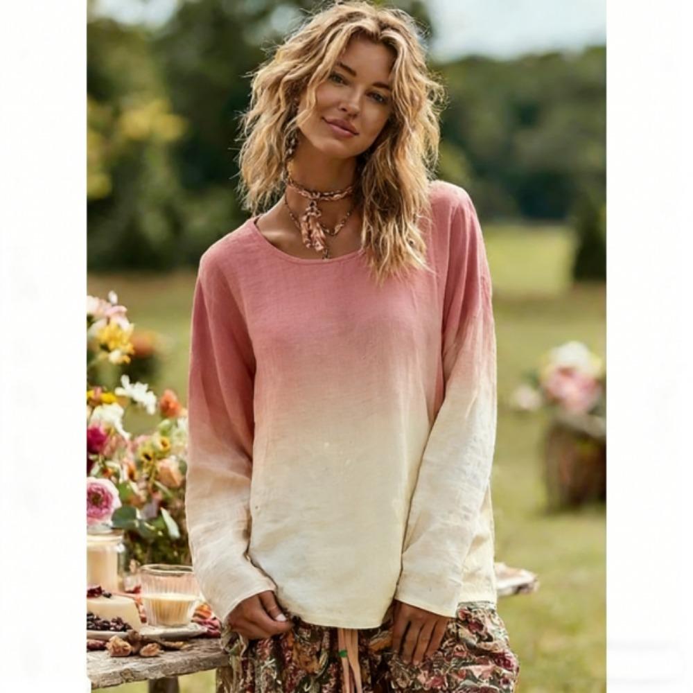 Europe America Women's T-shirt Fashion Floral Print Pullover Bohe Style Women Long Sleeve T-shirt Outdoor Casual Tees Top