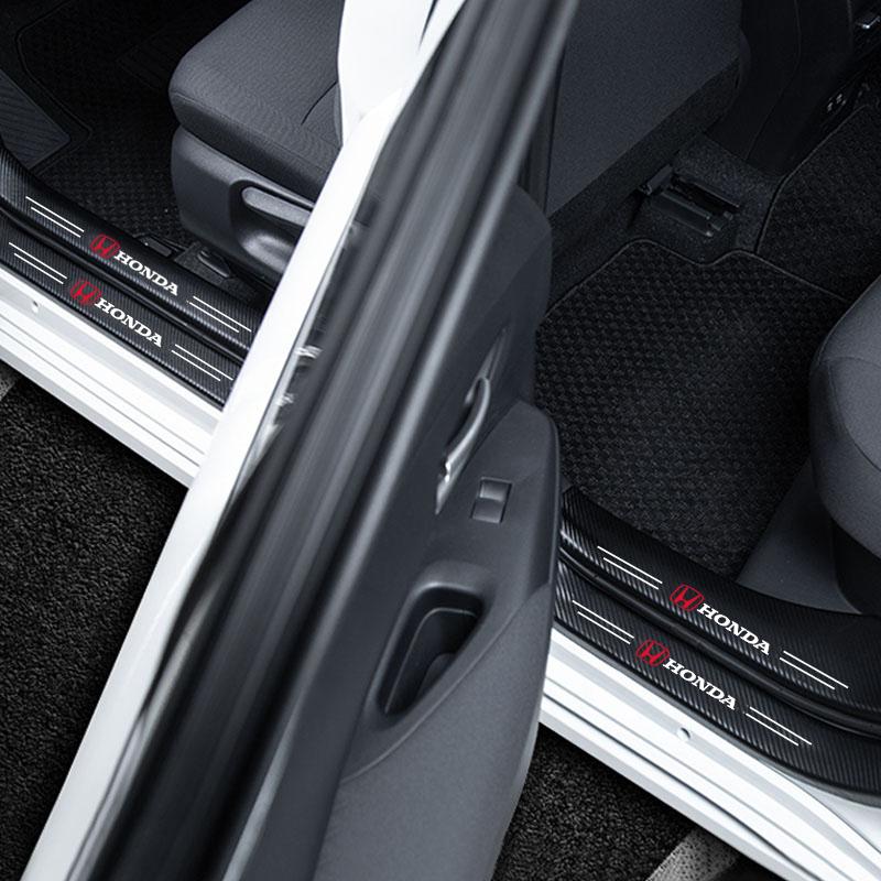 5Pcs Car Door Sill Protector Carbon Fiber Anti-Scratch Sticker for Honda Civic Accord CR-V Fit Auto Threshold Guard Accessories PH2