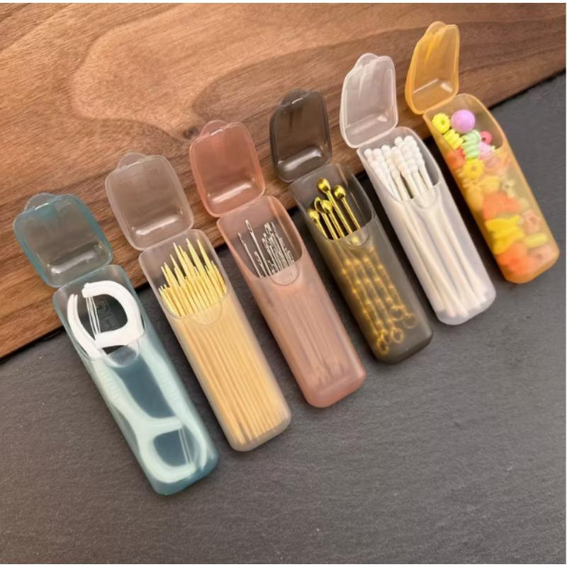 Portable Dental Organizer Transparent Plastic Leak-Proof Case for Toothpick Floss Travel Home Storage