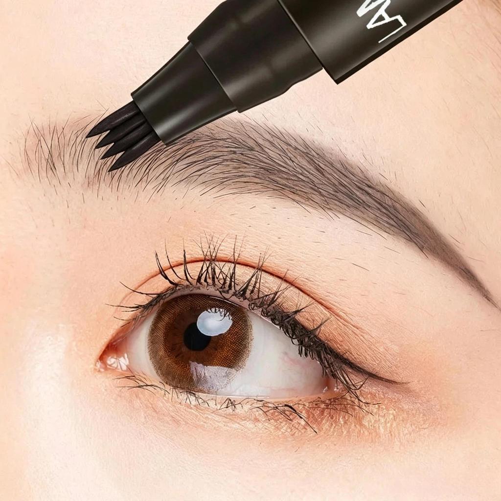 4-Tip Waterproof Microblading Eyebrow Pen, Natural Hair-Like Strokes, Smudge-Proof Long-Lasting Brow Makeup