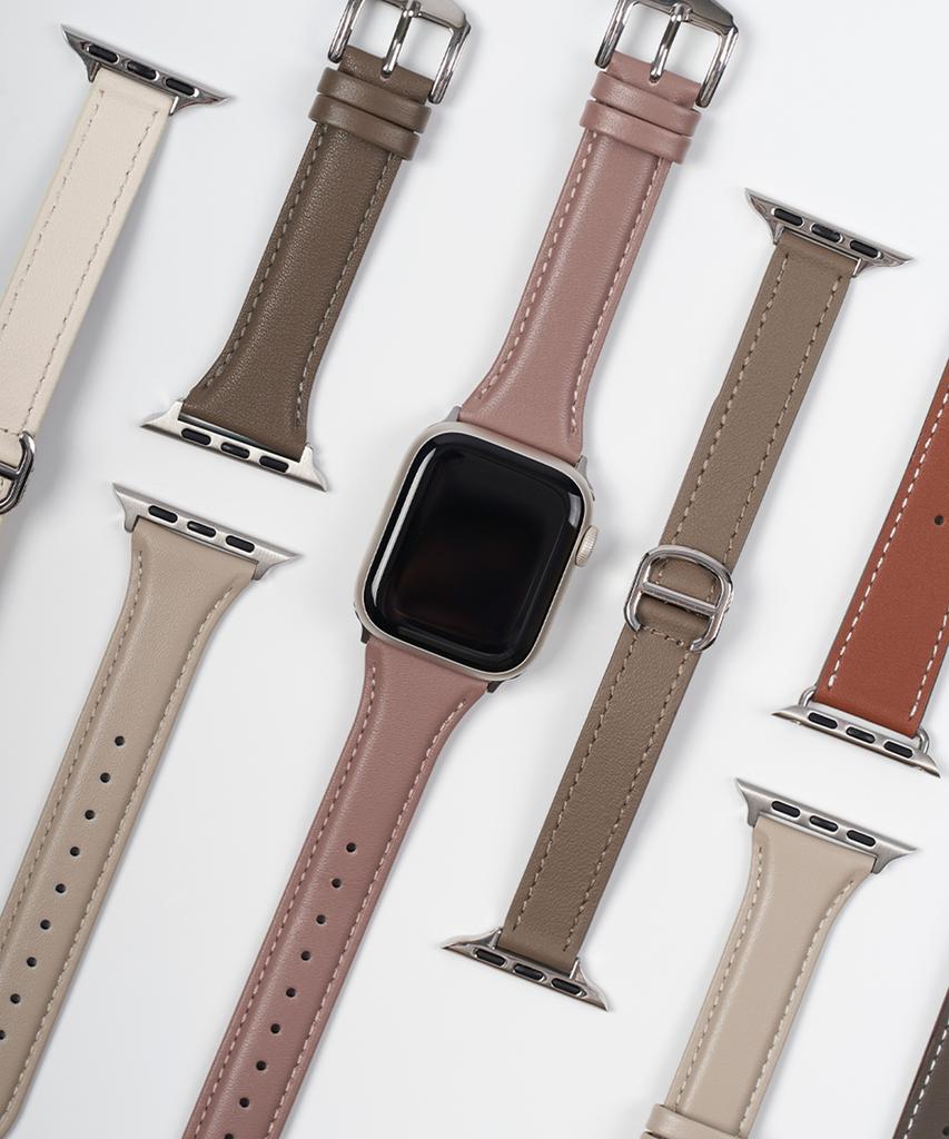 Sinjimolu Apple Watch Leather/Slim Red/Buckle/Link Strap For All Models (B Type)