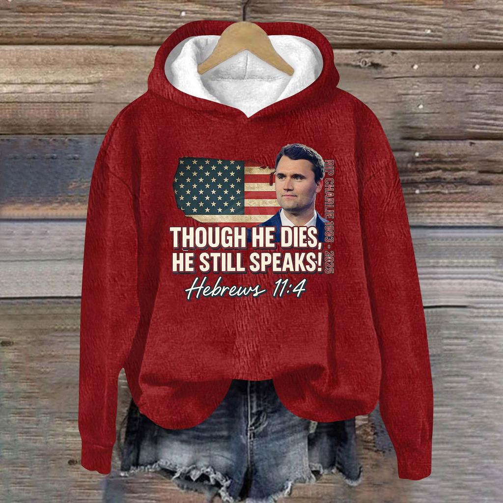 Ladies Fashion Casual Long Sleeve Printed Round Neck Hoodie Pullover Top