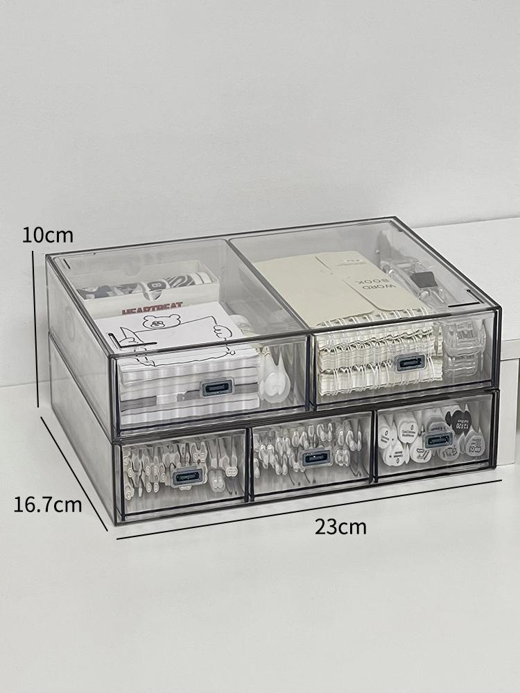Desktop Storage Box Organizer Drawer-type Transparent Dormitory Study Table Stationery Storage Box Acrylic Desk Pen Book Rack