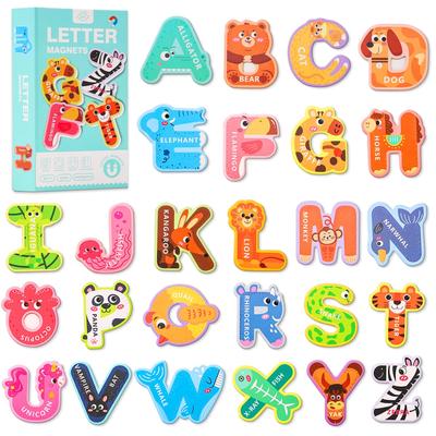 Magnetic Letters Toys for Baby Toddler ABC Animal Alphabet Puzzle Fridge Magnets Kids Educational Spelling Learning Game Toys