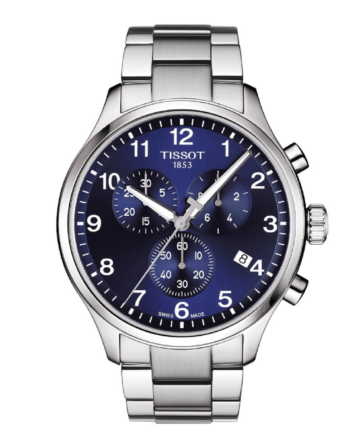 

Tissot Men s Chrono XL Classic Watch with Blue Dial and Bracelet, Model T1166171104701 [Official Import]