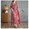 Printed Loose Belly Shading Mulle Lace Long Sleeve Hem Long Dresses