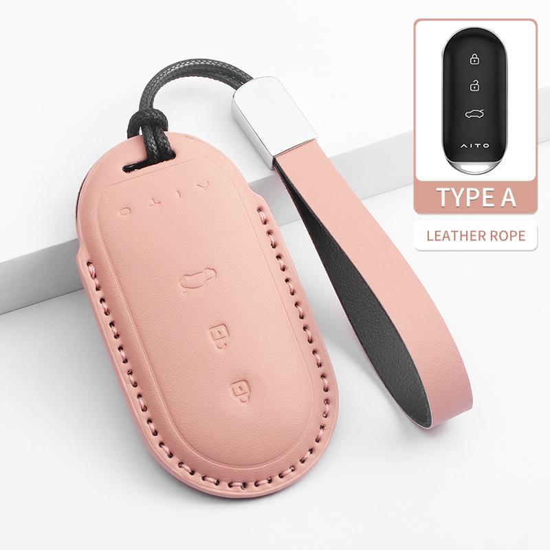 Interior Mouldings Leather Case Cover Car Key Protector Shell Fob Accessories For Aito M5 M7 2024 2022 2023